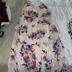 Cream floral dress with slip